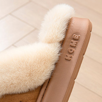 Casual Fluffy Slippers Women House Winter Plush Designer Shoes Ladies Flats Home Warm Fashion Elegant Solid Platform Footwear