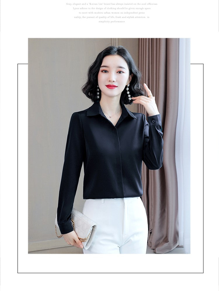 Women Silk Office Shirt 2025 Fashion Long Sleeve Casual Female Tops Elegant Ladies Vintage White Satin Blouses Shirts Oversized