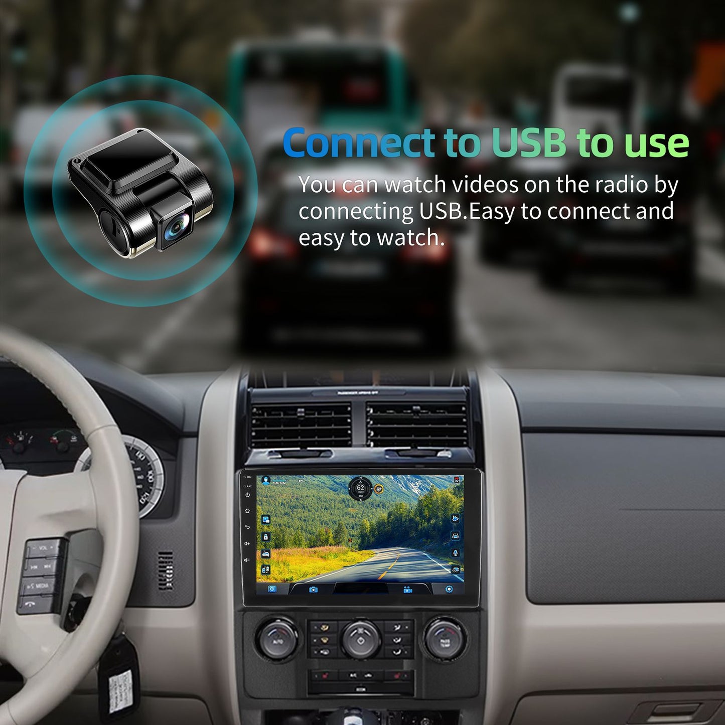9" Car Stereo Radio For Ford Escape 2007-2012 Apple Carplay GPS Navigation WIFI 2G+32G Android 14 SWC Bluetooth FM/RDS Head Unit