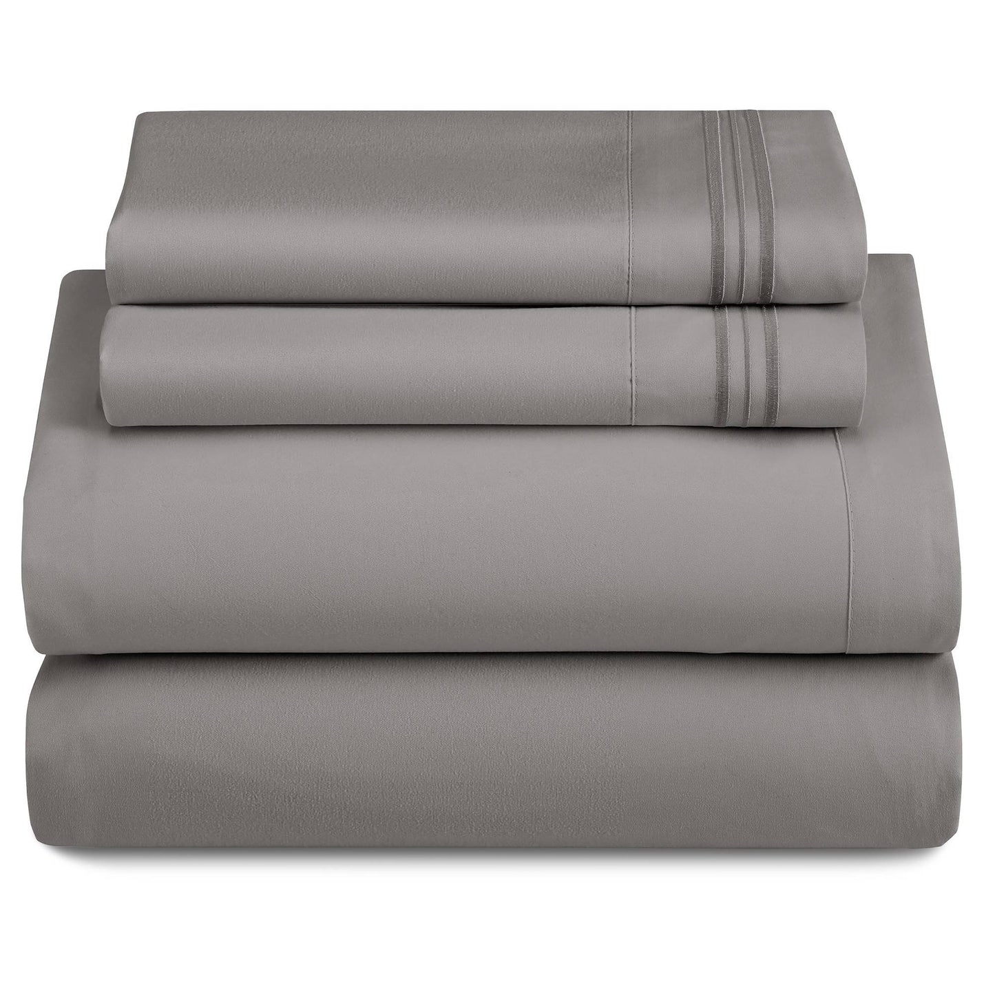 4-piece set of solid-colored bed sheets - 1801 series fashionable and comfortable bedding set