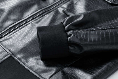 New Spring Autumn Winter PU Leather Stand Collar Open Cardigan Biker Casual Loose Fit Jacket Men's Fashion Outerwear