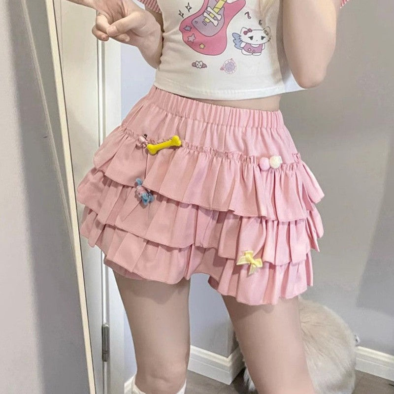 Gidyq High Waist Women Mini Skirts Summer Korean Fashion Ruffle Ball Gowns Skirts Casual Female All Match Cute A Lien Skirt New