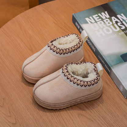 New Fashion Children's Ankle Boots Soft Winter 2025 Causal Girls Cotton Shoes Solid Color Kids School Plush Boots Warm Versatile