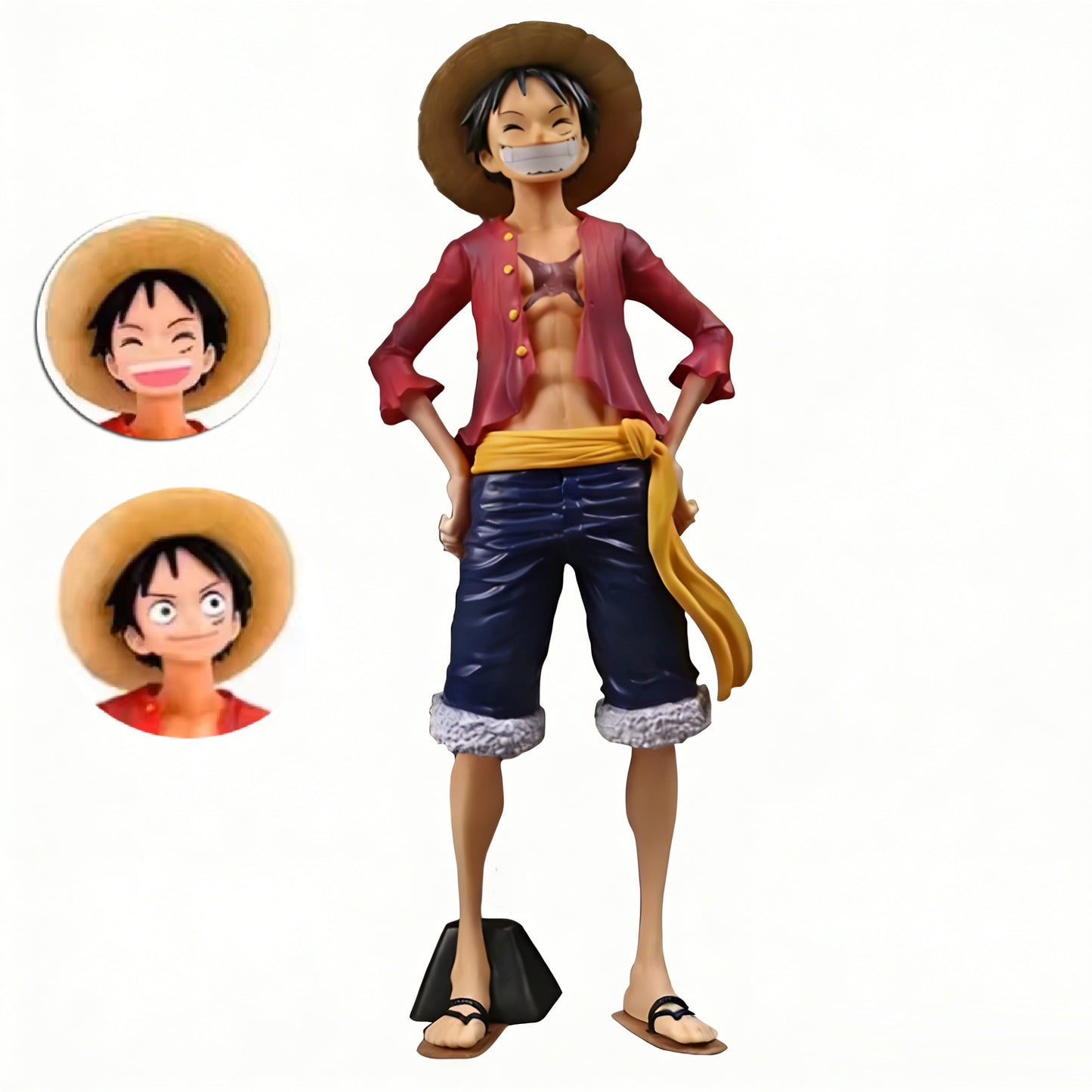 Hot 28cm  One Piece Anime Figure Confident Smiley Luffy Three Form Face Changing Doll Action Figurine Model Toys  Kits
