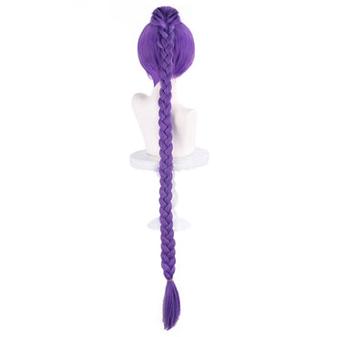 Synthetic Anime Cosplay Wig for KPO-P Hunter Group Lumi-Inspired, Split Design, Thickened Mixed Purple, Wolf Tail Topper, Mantid