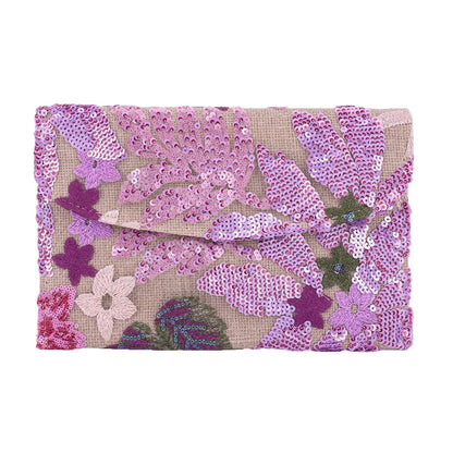 Straw Bag Evening Clutch Sequin Envelope Package Embroidered Handbag for Wedding Vacation Travel