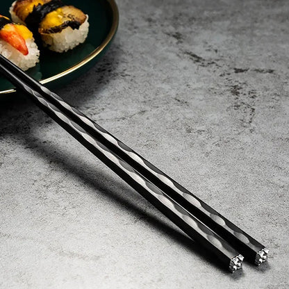 5 Pares de Hashis Japoneses Chineses Sushi Antiderrapantes Reutilizáveis de Metal Conjunto de Hashis Coreanos Conjunto de Talheres de Liga Saudável