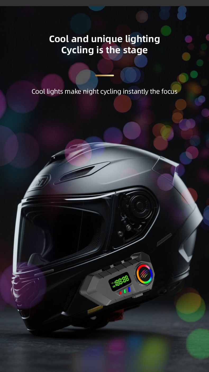 Motorcycle Helmet Headset Bluetooth 6.0 FM Radio Waterproof LCD Display Communication System for Motorbike Riders