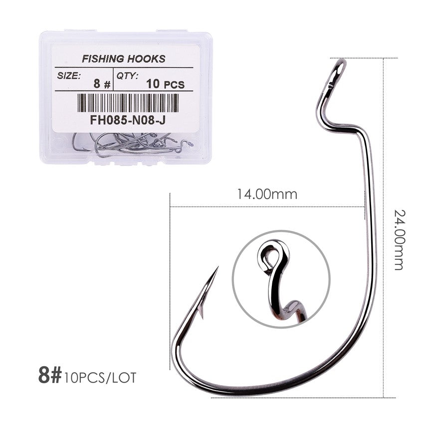 10 pçs/caixa Anzol Offset 8# - 5/0# anzol crank para isca soft worm anzol crankbait pesca acessórios pesca anzóis