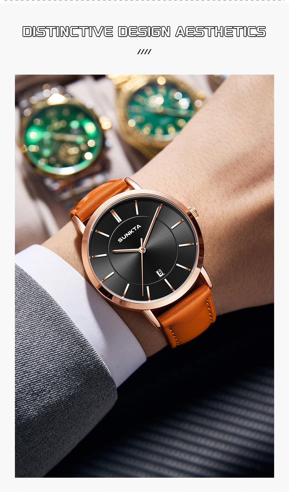 LIGE Sunkta Man Watch Fashion Luxury Waterproof Ultra Thin Date Casual Clock Leather Classic Quartz Watches for Men Reloj Hombre