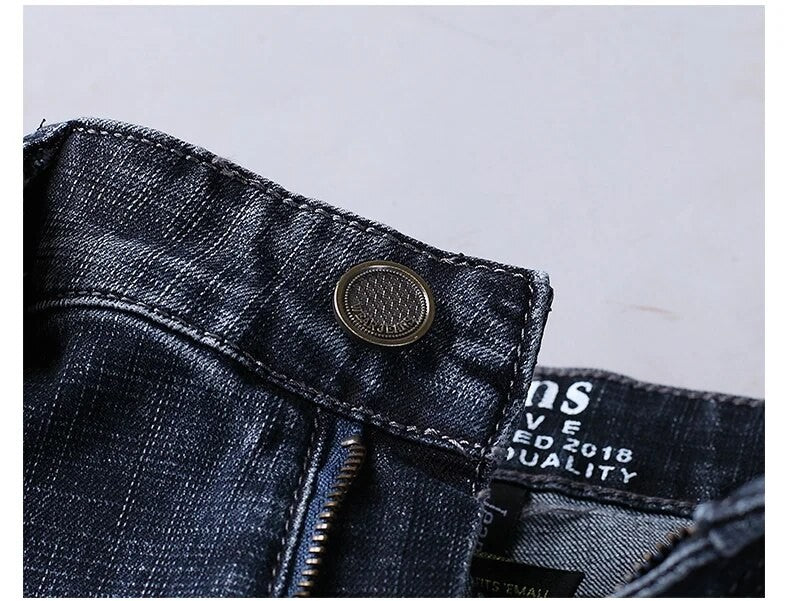 Wthinlee Calça Jeans Masculina Nova, Casual, Reta, Elástica, Moda Clássica, Azul, Preta, Trabalho, Calças Jeans Masculinas de Marca