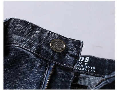 Wthinlee Calça Jeans Masculina Nova, Casual, Reta, Elástica, Moda Clássica, Azul, Preta, Trabalho, Calças Jeans Masculinas de Marca