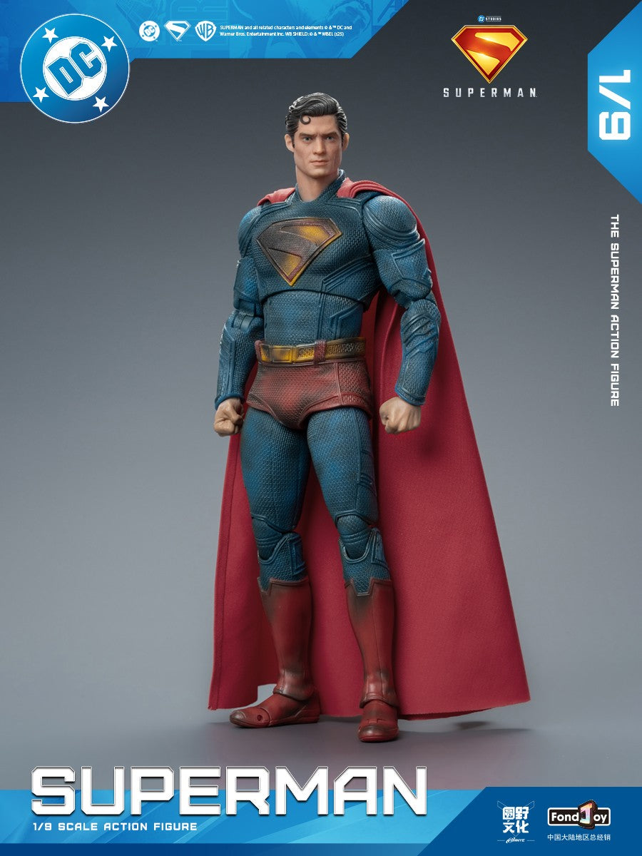 2025 Boneco de Ação Original Fondjoy David Corenswet Superman 1/9 Novo Boneco Superman Articulado em PVC Brinquedo Infantil Presente para Menino