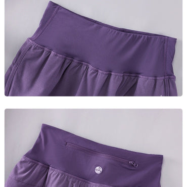 DRUR Knee Length Yoga Pants Summer 2 In 1 Gym Running Shorts Women High Waist Workout Leggings Yogawear Fitness Clothing New