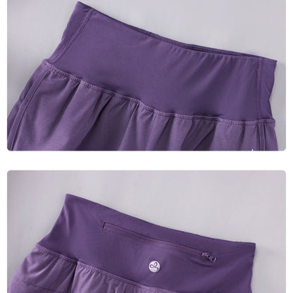 DRUR Knee Length Yoga Pants Summer 2 In 1 Gym Running Shorts Women High Waist Workout Leggings Yogawear Fitness Clothing New