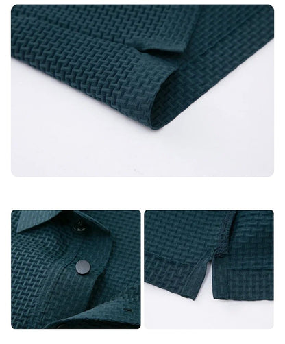 Summer New Men's Lop-up Hollow Short-sleeved Polo Tee Shirt Ice Silk Breathable Business Fashion T-Shirt Male Brand Clothes