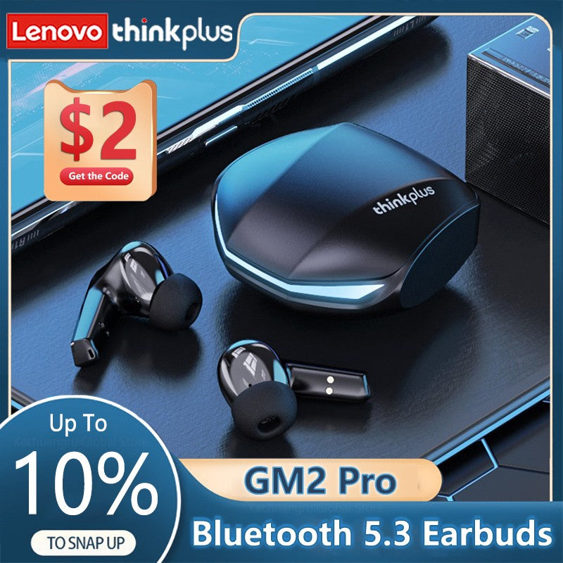 Fone de Ouvido Original Lenovo GM2 Pro Bluetooth 5.3 Sem Fio para Jogos com Baixa Latência Chamada HD Fones de Ouvido com Modo Duplo e Microfone GM2Pro