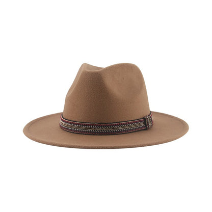 Chapéu Feminino Fedora de Feltro Sólido Casual Chapéu de Inverno Feminino Bonés Masculinos Faixa Panamá Preto Cáqui ????? ??????? Sombrero