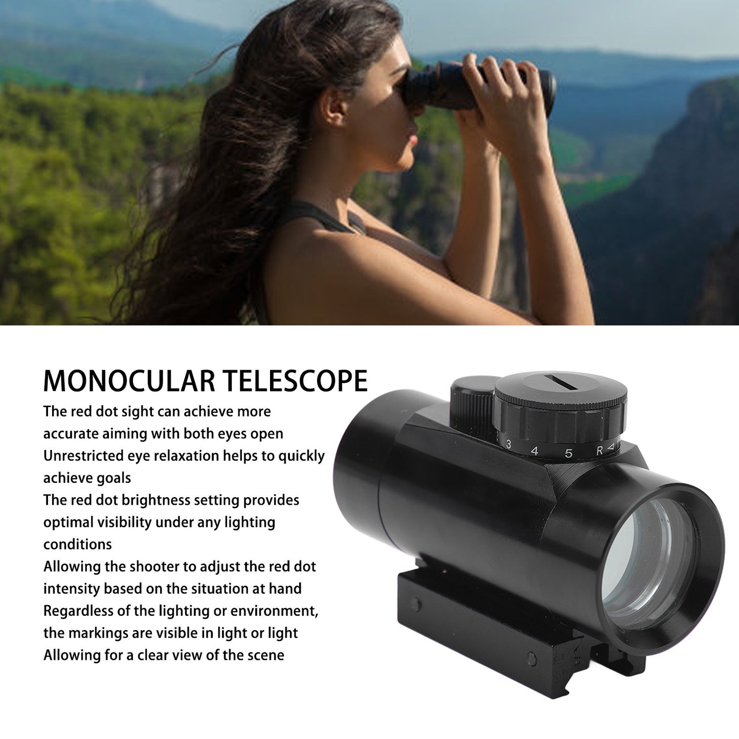 1x40RD Red Dot Sight Outdoor Travel Monocular Telescope All Metal RD1X40 Search Telescope RD1X40 Search Telescope Red Dot Sight