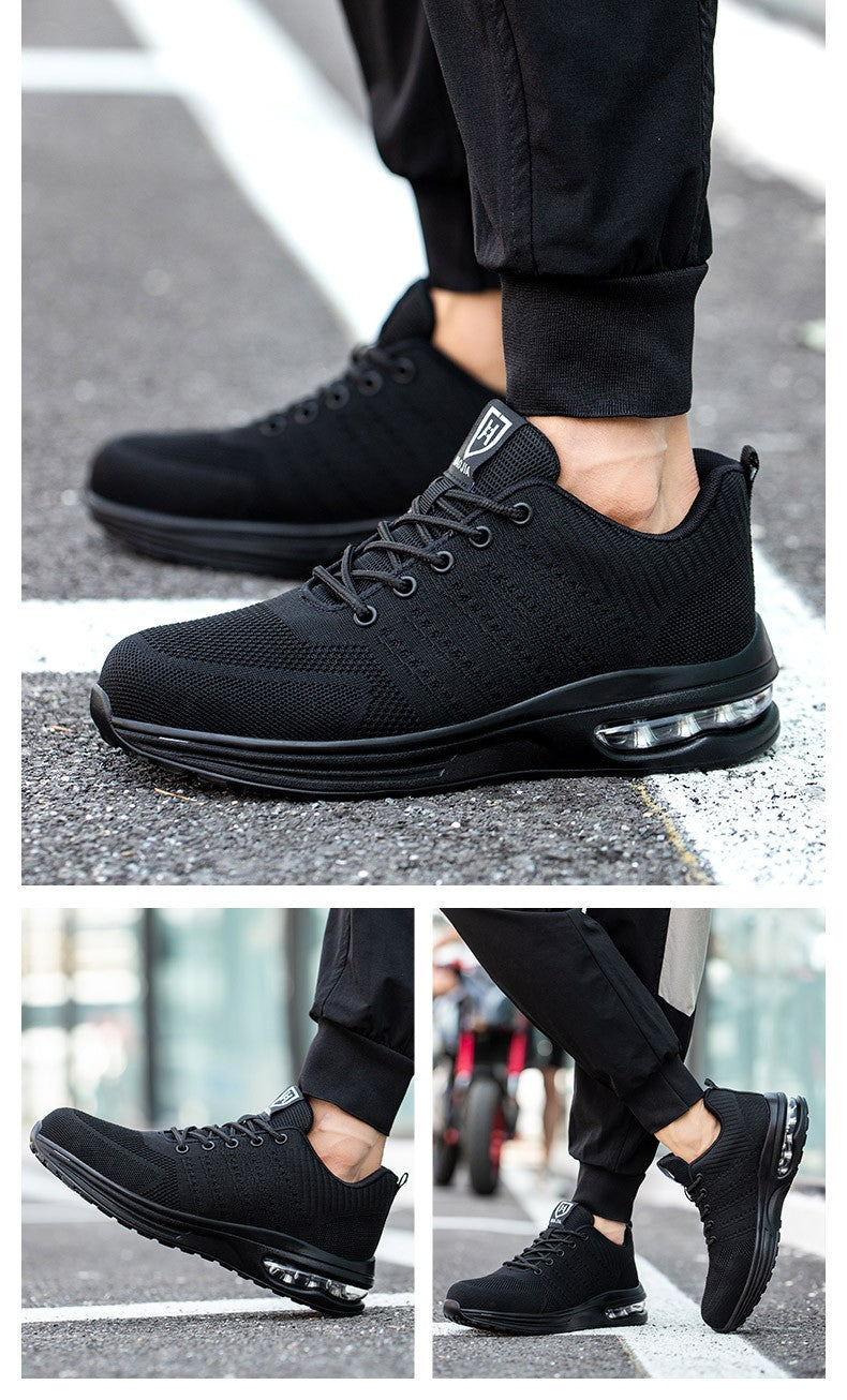Sapatos de segurança leves para mulheres e homens, tênis de trabalho com amortecimento de ar, sapatos com bico de aço, botas de segurança para construção, sapatos de trabalho anti-impacto.