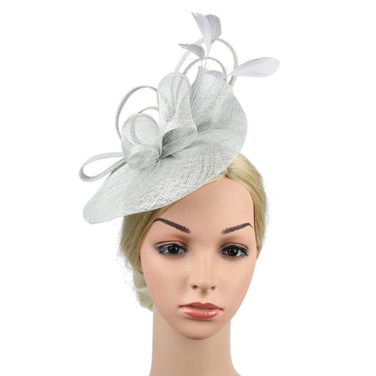 Chapéu Fascinator Feminino Pillbox Kentucky com Pena Derby Sinamay Fascinator Tiara Chapéu Fascinator para Chá para Coquetel