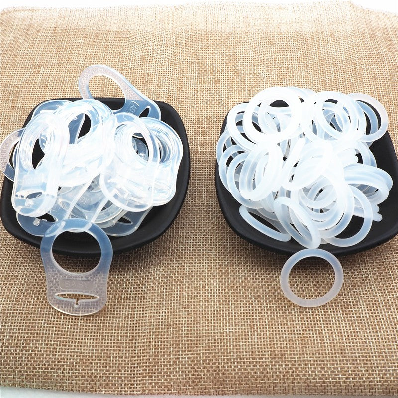 Chenkai 50pcs Transparent Silicone Mam Ring DIY Baby Pacifier Dummy NUK Clear Adapter O Rings Holder Chain Toy Accessories