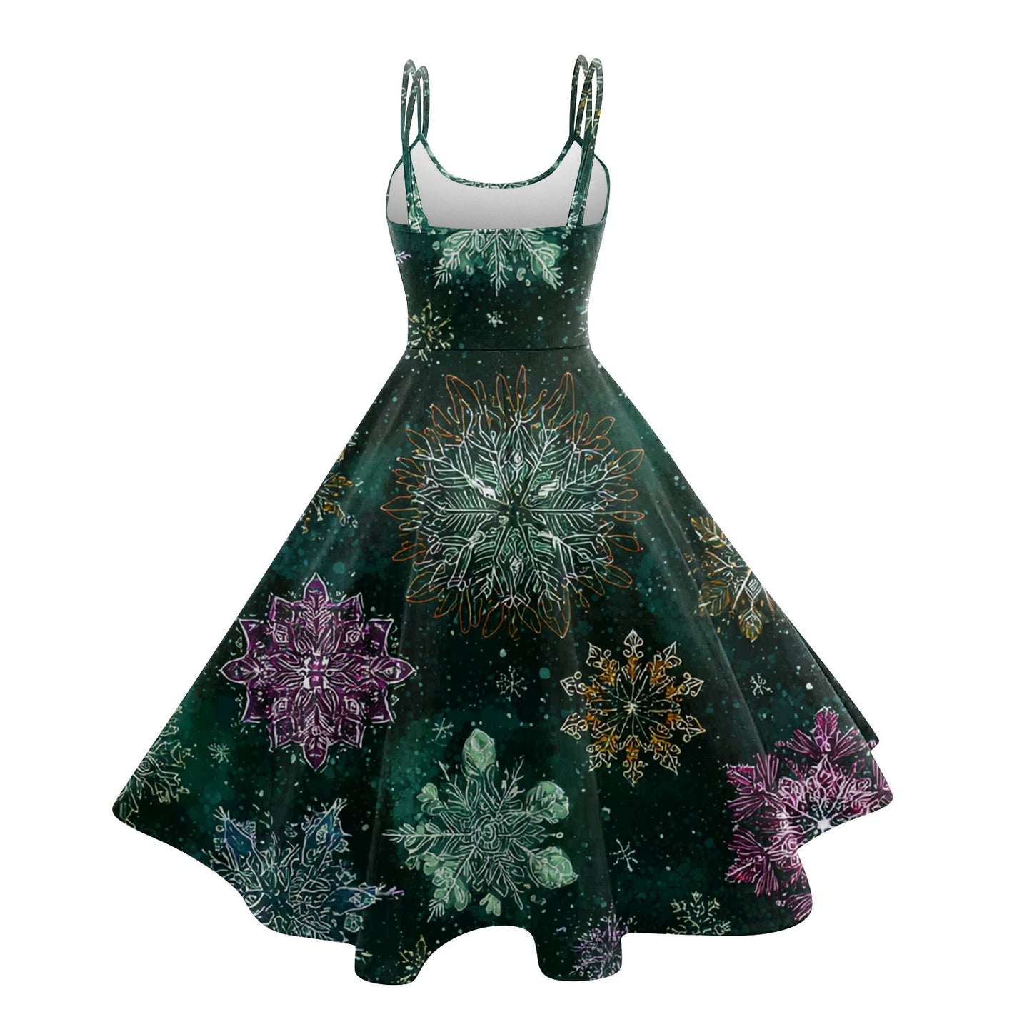 High Quality Cute Women's Casual Fashion Round Neck Christmas Print Mid-Length Dress Pretty Sweet Christmas Suspender Dress