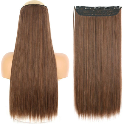 Extensão de Cabelo Liso Comprido de Fibra Sintética Resistente ao Calor com 5 Clipes 22"32" Preto Castanho Loiro