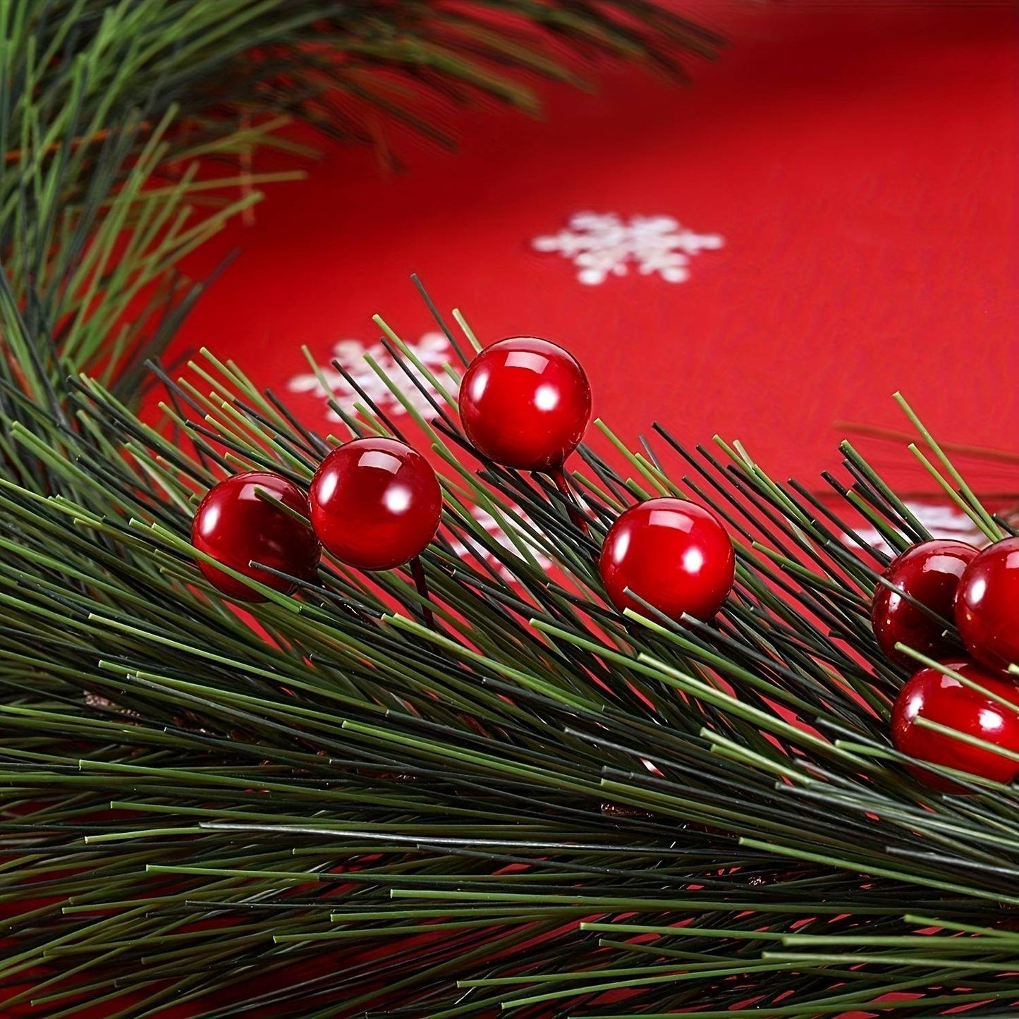 60Pcs Artificial Pine Needles Berry Bouquet Christmas Decoration Christmas Tree Ornament for Home Decor New Year 2026 Accessory