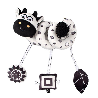 Baby Black And White Animal Hanging Toys Car Seat  Baby Spiral Activity Hanging Toys Plush Zoon Music BB Squeaker Rattles Gift