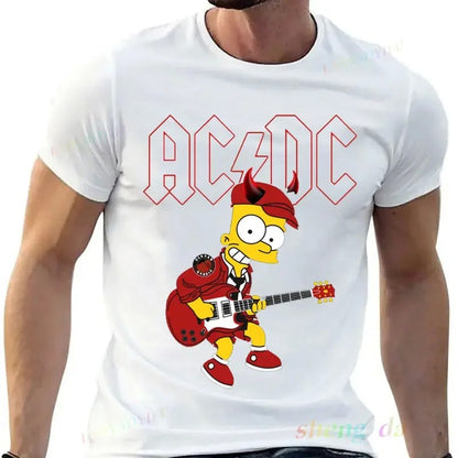 Pop singer Rock Band AC DC T-shirt Casual fashion men's short sleeve summer pure cotton breathable moisture absorption sweat