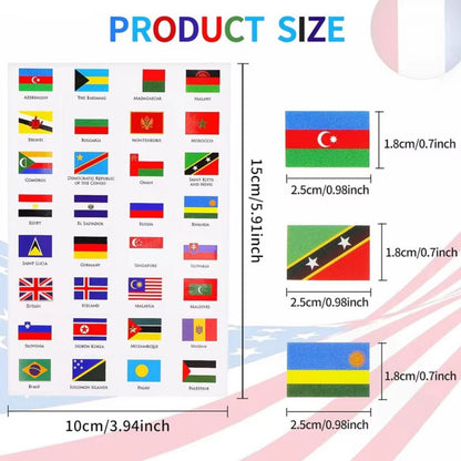 6 Sheets World Flag Stickers Self-Adhesive 192 Countries PVC Planner Travel Stickers Face Stickers for Theme Parties Journal