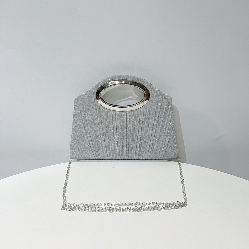 Evening Bag Ladies Pleated Party Lightweight Clutches for women solid silver black champagne handbags