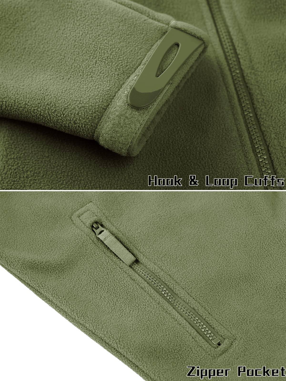 TACVASEN Winter Fleece Jacket Mens Zipper Pockets Work Jacket Thermal Warm Full Zip Fishing Hiking Coats Outwear Man Windbreaker