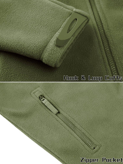 TACVASEN Winter Fleece Jacket Mens Zipper Pockets Work Jacket Thermal Warm Full Zip Fishing Hiking Coats Outwear Man Windbreaker