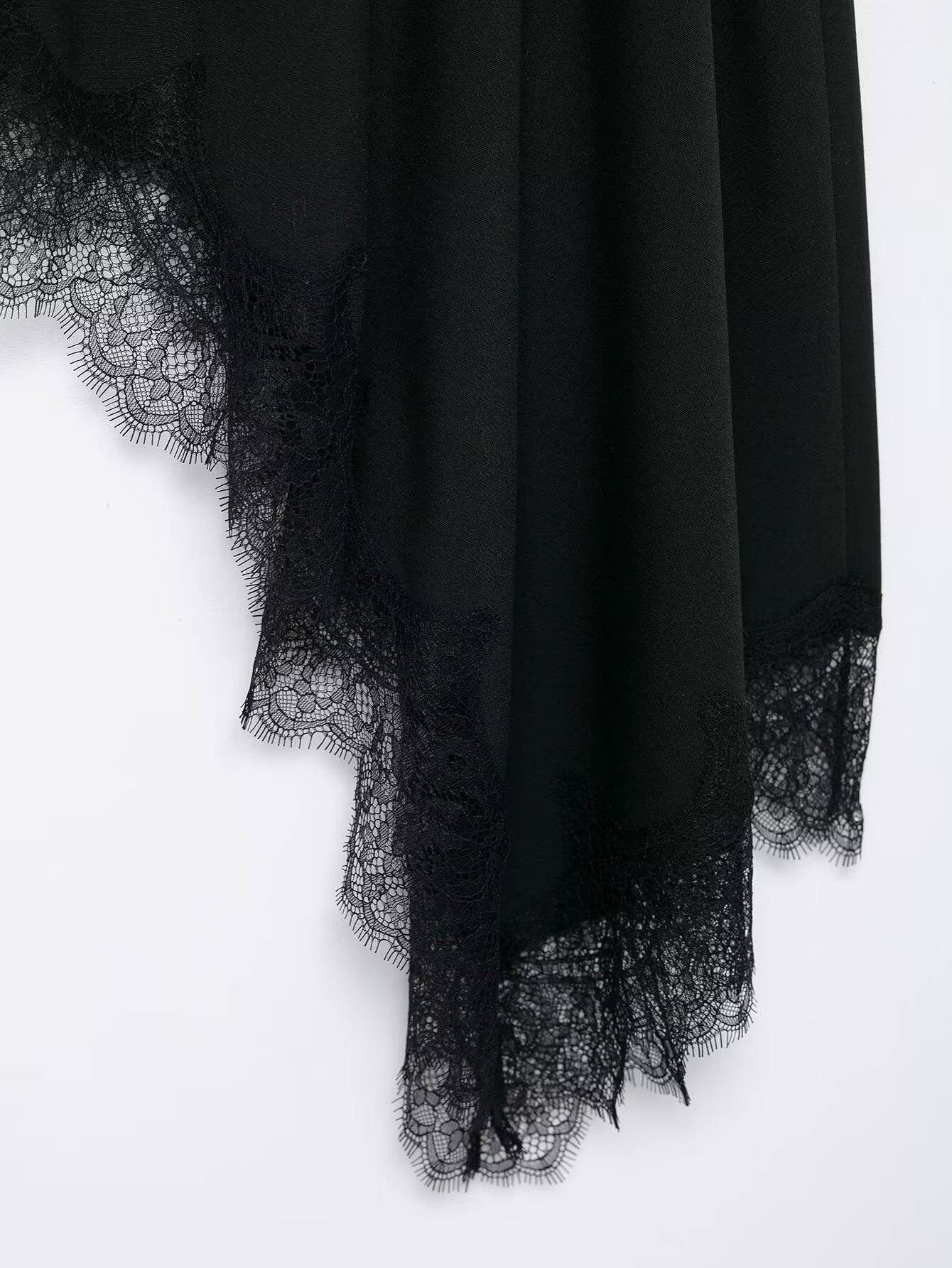 HH Women 2025 New Fashion Simple Asymmetrical Lace Skirt Female Elegant Sexy Silk Satin Texture Mid-Waist Casual Versatile Skirt