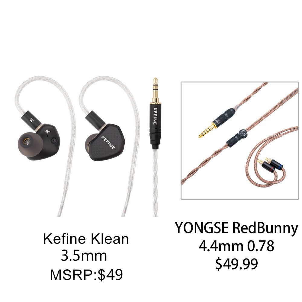 Kefine Klean 10mm DLC Diaphragm Dynamic Driver IEMs Hi-Fi In-ear Earphone with Nozzles and Comfortable 2-pin Silver-plated Cable