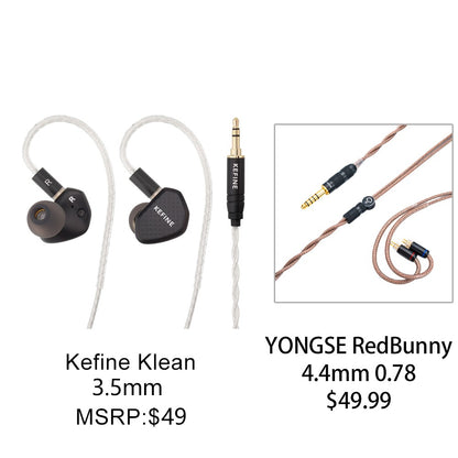 Kefine Klean 10mm DLC Diaphragm Dynamic Driver IEMs Hi-Fi In-ear Earphone with Nozzles and Comfortable 2-pin Silver-plated Cable