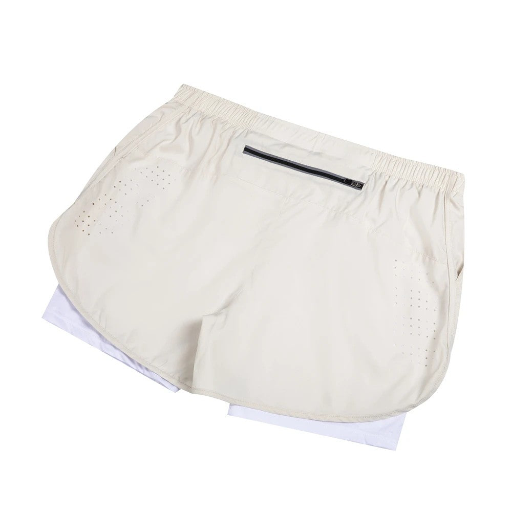 Summer men's reflective running shorts Fitness quick drying double-layer shorts Men's exercise training bodybuilding shorts