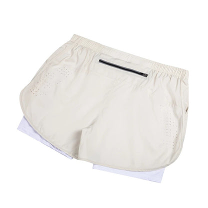 Summer men's reflective running shorts Fitness quick drying double-layer shorts Men's exercise training bodybuilding shorts