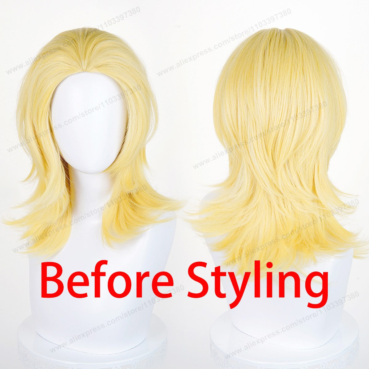 Anime 45cm Universal Cosplay Wig with Enlarged Scalp Free Parting Black White Yellow Man Women Heat Resistant Synthetic Hair