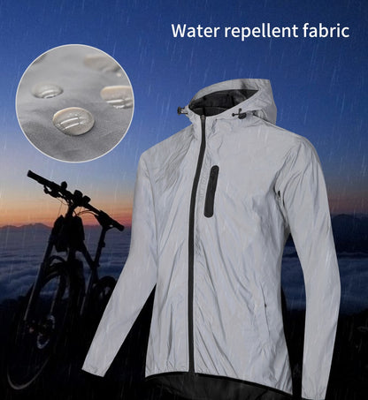 WOSAWE Full Reflective Jacket with Hoodie High Visibility Waterproof Wind Breaker Men Women Hiking Cycling Running Safety Vest