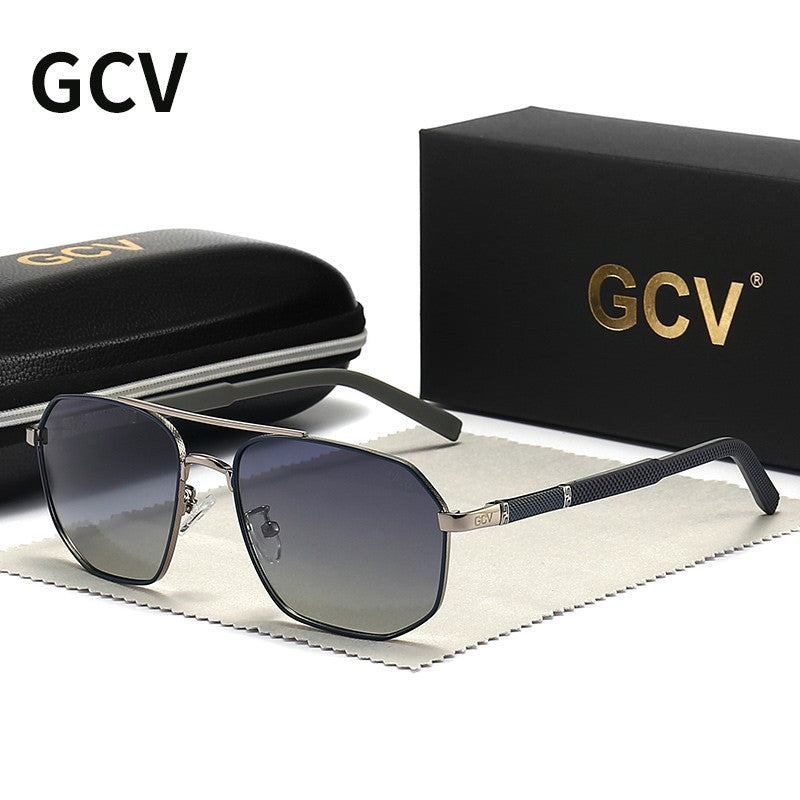 GCV 2025 Óculos de Sol Polarizados Clássicos Masculinos Modelo Piloto Quadrado Armação de Metal Óculos de Sol Masculinos para Dirigir Óculos UV Bloqueador Luxo