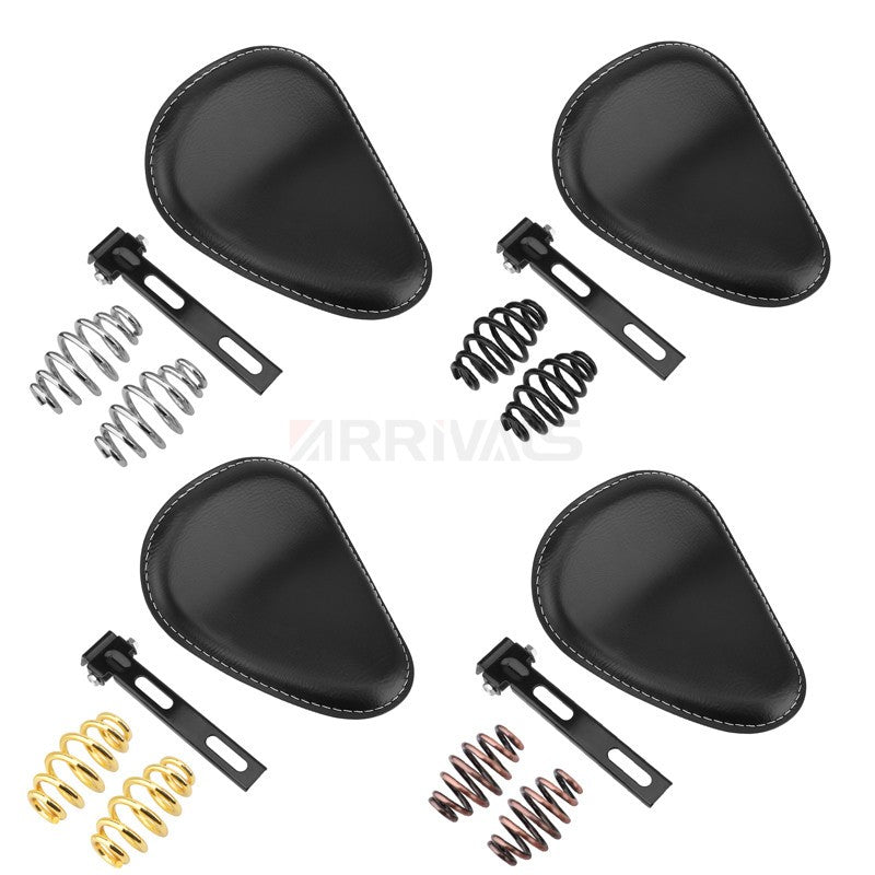 Assento de selim de couro de motocicleta retrô preto de couro solo para Harley Custom Chopper Bobber Honda Yamaha Kawasaki Suzuki