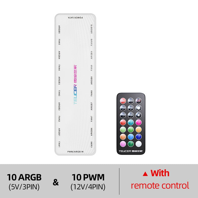 Teucer 1 to 10 12V/4Pin PWM 5V/3Pin Addressable ARGB Hub Splitter Adapter SATA Power Supply Interface  Concentrator For Case Fan