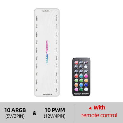 Teucer 1 to 10 12V/4Pin PWM 5V/3Pin Addressable ARGB Hub Splitter Adapter SATA Power Supply Interface  Concentrator For Case Fan