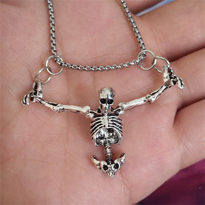 Colar de Crânio Punk Pingente de Crânio Cativeiro Joia de Rock de Bicicleta Presente para Homens e Mulheres Zinco Sem Gemas