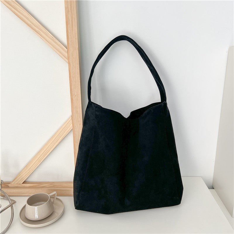 Retro Suede Frosted Tote Bag Winter Simple Design Versatile Work Commuting Shoulder Bag Women's Large Capactiy Handbags