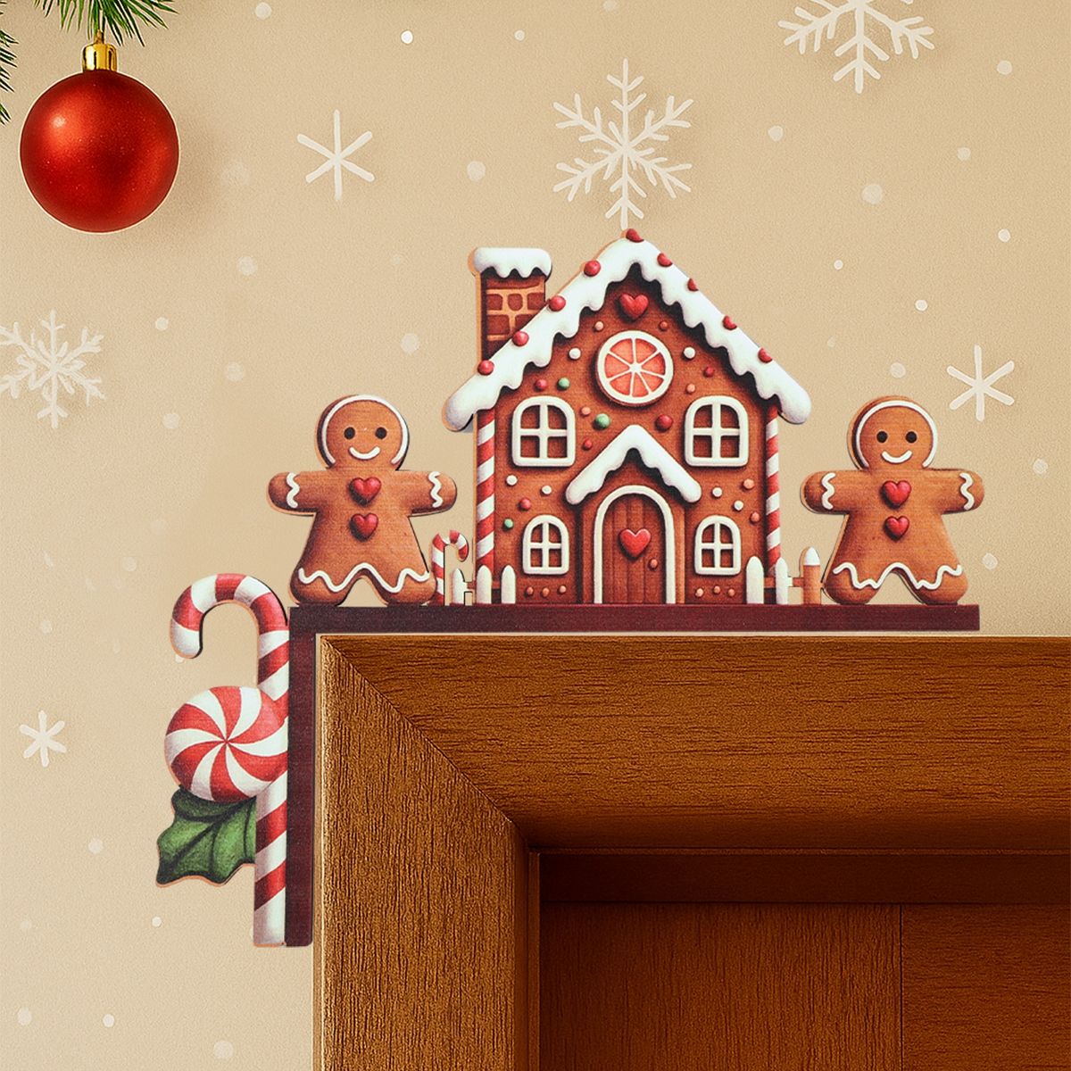 Christmas Gingerbread Man Wooden Door Frame Decoration Merry Christmas Decor for Home 2025 Navidad Xmas Ornament New Year 2026