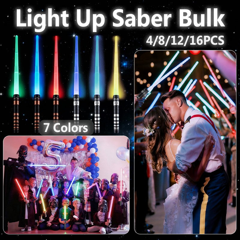 4-16Packs Light Up Sabers 7 Colors Expandable Light Swords Toys for Kid Adult Birthday Gifts Classroom Rewards Wedding Favors